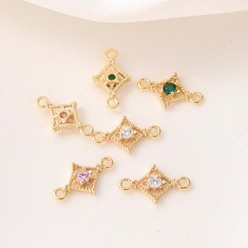 Cubic Zirconia Micro Pave Brass Connector, plated, DIY & micro pave cubic zirconia, more colors for choice, 12x6.50mm, Sold By PC