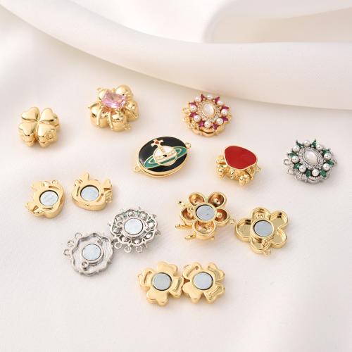 Brass Magnetic Clasp, with Plank & Plastic Pearl & Acrylic, plated, DIY & different styles for choice & micro pave cubic zirconia & enamel, more colors for choice, Sold By PC