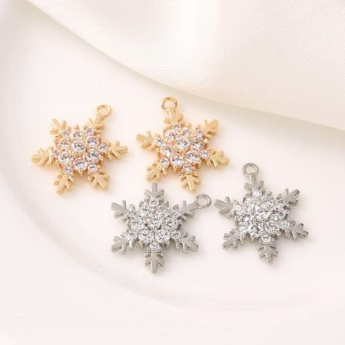Cubic Zirconia Micro Pave Brass Pendant, Snowflake, plated, DIY & micro pave cubic zirconia, more colors for choice, 14.50mm, Sold By PC