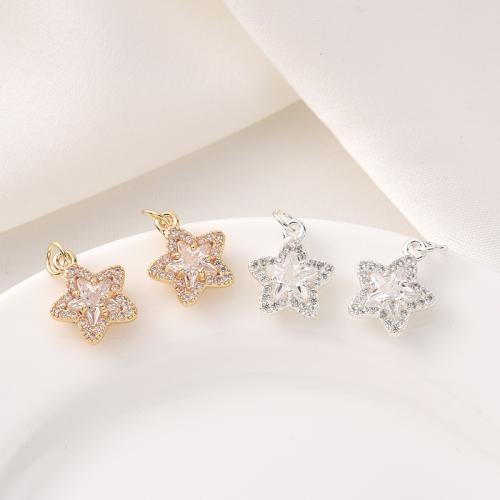 Cubic Zirconia Micro Pave Brass Pendant, Star, plated, DIY & micro pave cubic zirconia, more colors for choice, 12mm, Sold By PC