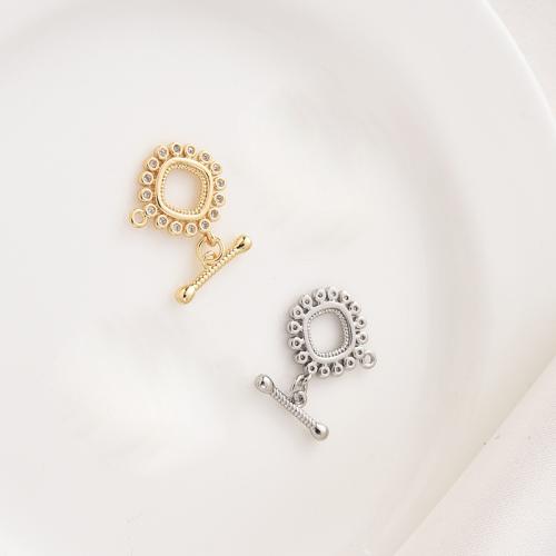 Brass Toggle Clasp, plated, DIY & micro pave cubic zirconia, more colors for choice, 12mm, Sold By PC