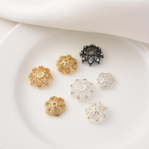 Brass Bead Cap, plated, DIY & different size for choice & different styles for choice & micro pave cubic zirconia, more colors for choice, Sold By PC