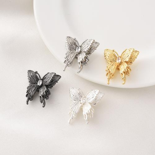 Brass Spacer Beads, Butterfly, plated, DIY & micro pave cubic zirconia, more colors for choice, 23x22mm, Sold By Bag