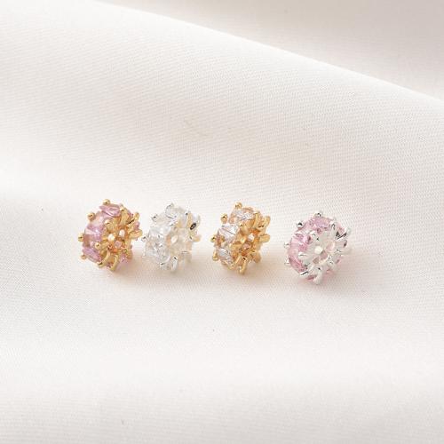 Brass Spacer Beads, plated, DIY & micro pave cubic zirconia, more colors for choice, 9.50mm, Sold By PC