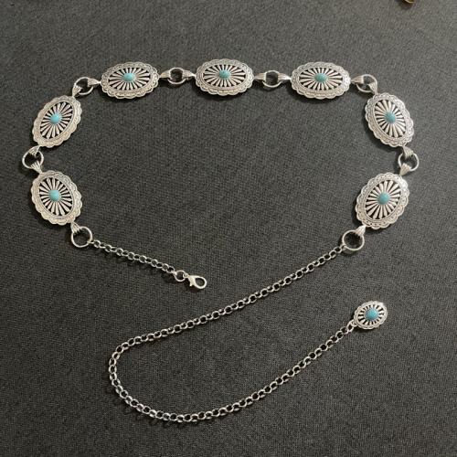 Body Chain Jewelry, Tibetan Style, with Gemstone, for woman, silver color, Length:118 cm, Sold By PC