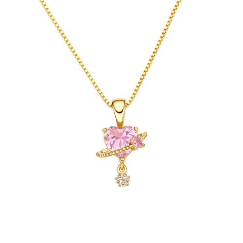 Cubic Zircon Micro Pave Brass Necklace, micro pave cubic zirconia & for woman, more colors for choice, Length:45 cm, Sold By PC