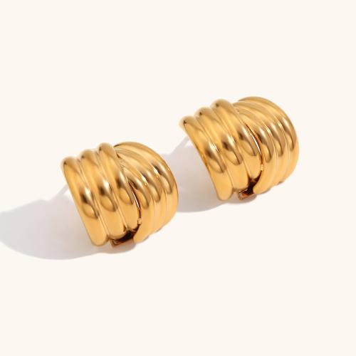 Stainless Steel Stud Earrings, 304 Stainless Steel, 18K gold plated, fashion jewelry & for woman, golden, 15.80x16.80mm, Sold By Pair
