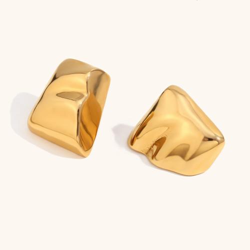 Stainless Steel Stud Earrings, 304 Stainless Steel, 18K gold plated, fashion jewelry & for woman, golden, 24.60x20.80mm, Sold By Pair