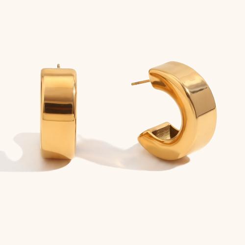 Stainless Steel Stud Earrings, 304 Stainless Steel, 18K gold plated, fashion jewelry & for woman, golden, 10.40x26.70mm, Sold By Pair