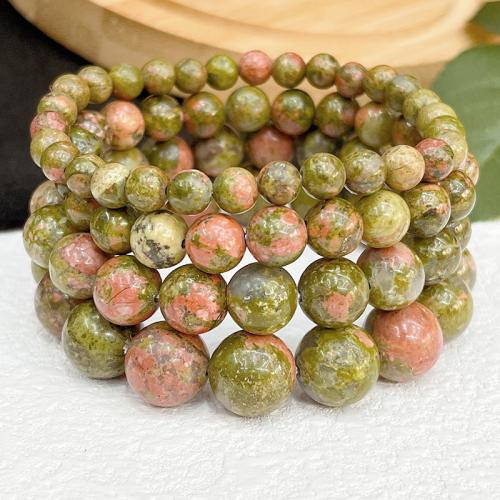 Gemstone Bracelets, Unakite, polished, Unisex & different size for choice, Sold By Strand