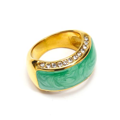 Cubic Zirconia nerezové prst prsten, 304 Stainless Steel, módní šperky & různé velikosti pro výběr & micro vydláždit kubické zirkony & pro ženy & smalt, více barev na výběr, Prodáno By PC