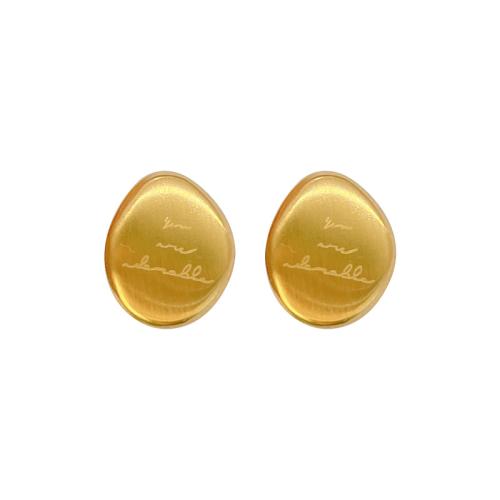 Stainless Steel Stud Earrings, 304 Stainless Steel, Vacuum Ion Plating, fashion jewelry & for woman, golden, 10x12mm, Sold By Pair