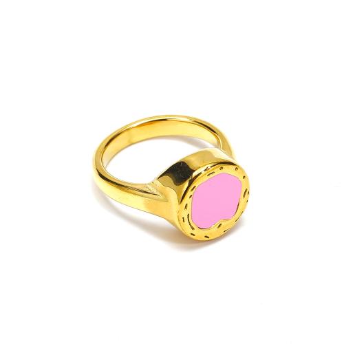 Enamel Stainless Steel Finger Ring, 304 Stainless Steel, Vacuum Ion Plating, fashion jewelry & different size for choice & for woman, more colors for choice, Sold By PC