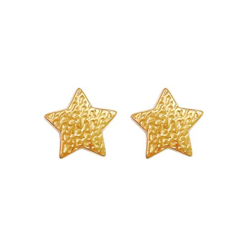 Boucle d'oreille de gaujon en acier inoxydable, Acier inoxydable 304, étoile, bijoux de mode & pour femme, doré, 14x14mm, Vendu par paire