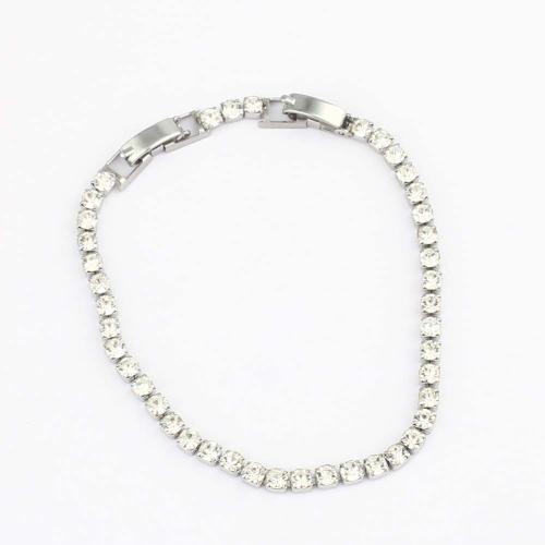 Cubic Zirconia Bracelet 304 Stainless Steel plated fashion jewelry & micro pave cubic zirconia 4mm Length 18.5 cm Sold By PC