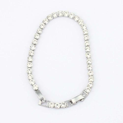 Zircon cubique Bracelet, Acier inoxydable 304, Placage, bijoux de mode & pavé de micro zircon, plus de couleurs à choisir, Longueur:18.5 cm, Vendu par PC
