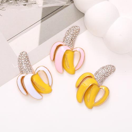Hair Accessories DIY Findings, Tibetan Style, Banana, plated, fashion jewelry & enamel & with rhinestone, more colors for choice, nickel, lead & cadmium free, 27x38mm, Sold By PC