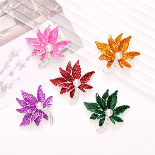Hair Accessories DIY Findings Zinc Alloy with Plastic Pearl Maple Leaf plated fashion jewelry & with rhinestone nickel lead & cadmium free Sold By PC