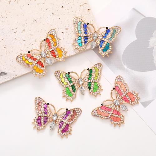 Hair Accessories DIY Findings, Tibetan Style, Butterfly, plated, fashion jewelry & with rhinestone, more colors for choice, nickel, lead & cadmium free, 48x33mm, Sold By PC