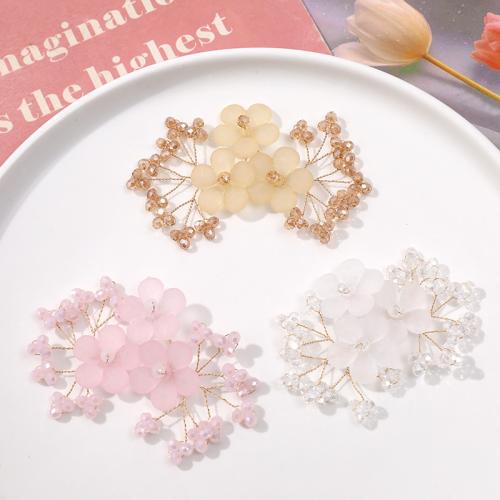 Hair Accessories DIY Findings Crystal with brass wire Flower Sold By PC