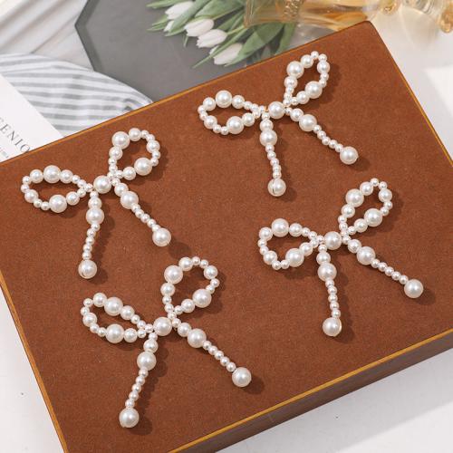 Hair Accessories DIY Findings Plastic Pearl with brass wire Bowknot white Sold By PC