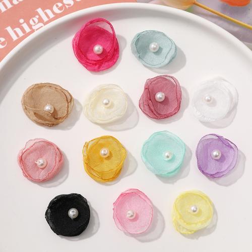 Hair Accessories DIY Findings, Gauze, with Plastic Pearl, petals, different designs for choice, more colors for choice, 25mm, Sold By PC
