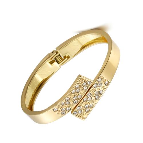 Tibetan Style Bangle, plated, micro pave cubic zirconia & for woman, golden, Sold By PC