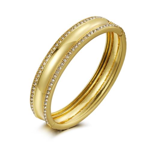 Zinc Alloy Bangle plated micro pave cubic zirconia & for woman golden Sold By PC