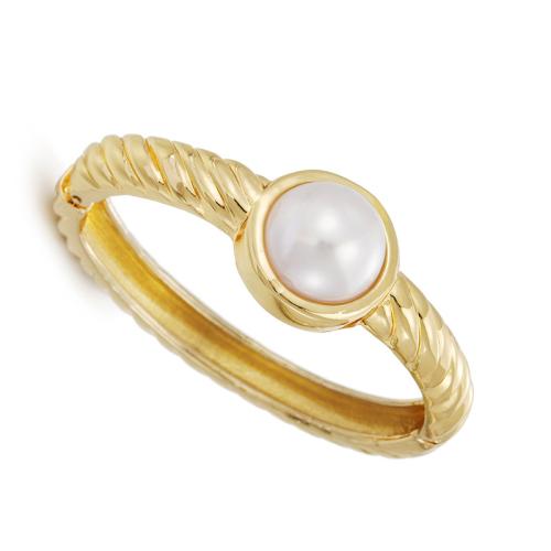 Tibetan Style Bangle, with Plastic Pearl, plated, for woman, golden, Sold By PC