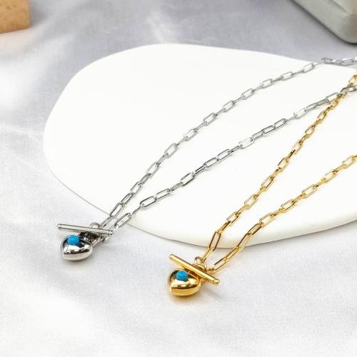 Stainless Steel Jewelry Necklace, 316 Stainless Steel, with turquoise, plated, different size for choice & for woman, more colors for choice, Sold By PC