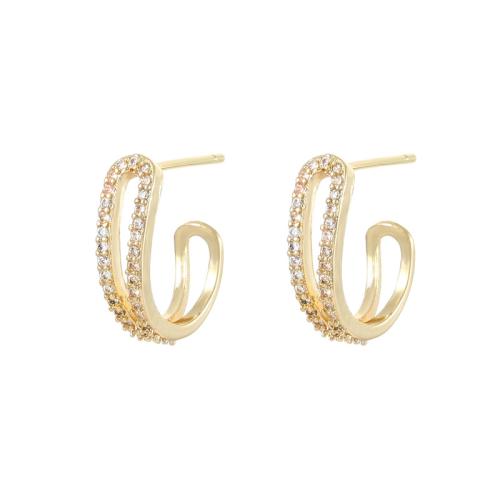 Cubic Zirconia Micro Pave Brass Earring, plated, different styles for choice & micro pave cubic zirconia & for woman & enamel, more colors for choice, Sold By Pair