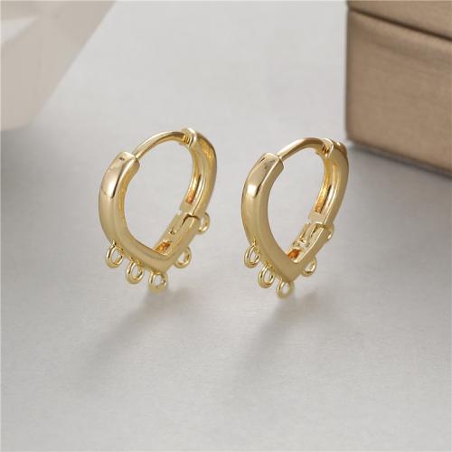 Brass Hoop Earring Components, plated, DIY, golden, 17.30x16mm, Sold By Pair