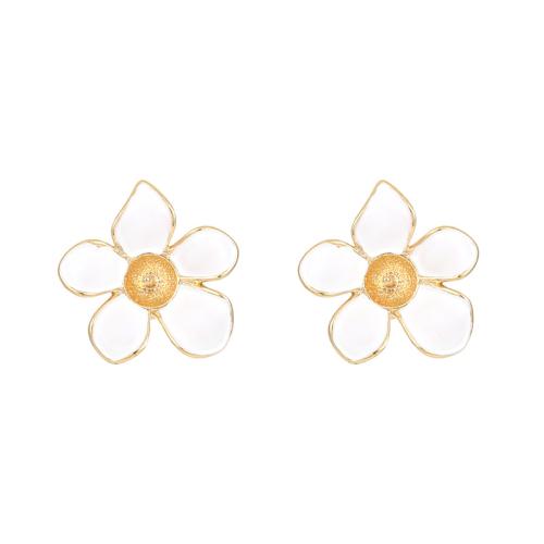 Brass Earring Stud Component, plated, DIY & different styles for choice & micro pave cubic zirconia & enamel, golden, Sold By Pair