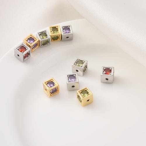 Mässing Spacer Pärlor, plated, DIY & micro bana cubic zirconia, fler färger för val, 6.70mm, Hål:Ca 1.6mm, Säljs av PC