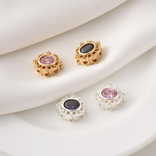 Entretoise de perles en laiton, Placage, DIY & pavé de micro zircon, plus de couleurs à choisir, 15x13mm, Trou:Environ 2.5mm, Vendu par PC