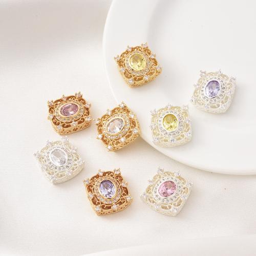 Brass Spacer Beads, plated, DIY & micro pave cubic zirconia, more colors for choice, 18x16mm, Hole:Approx 1.5mm, Sold By PC