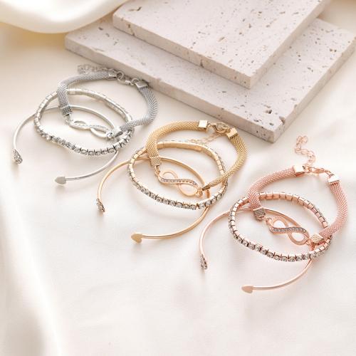 Tibetan Style Bracelet, plated, three pieces & micro pave cubic zirconia & for woman, more colors for choice, Length:23 cm, Sold By Set