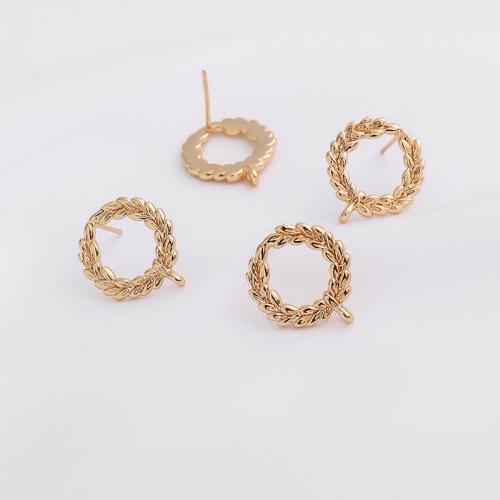 Brass Earring Post, cobre, banhado, DIY, dourado, 2PCs/Bag, vendido por Bag