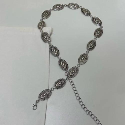 Body Chain Sieraden, Zinc Alloy, met Copper Coated Plastic, voor vrouw, zilver, Lengte 115 cm, Verkocht door PC