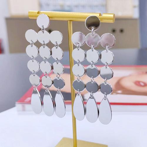 Fashion Fringe Earrings Brass fashion jewelry & for woman silver color Sold By Pair