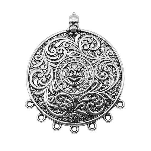 Tibetan Style Connector, Flat Round, antique silver color plated, vintage & fashion jewelry & DIY & 1/7 loop, 69x86mm, Sold By PC