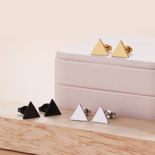 Stainless Steel Stud Earrings, 304 Stainless Steel, Triangle, Vacuum Ion Plating, fashion jewelry & for woman, more colors for choice, 10x8.60mm, 12Pairs/Bag, Sold By Bag