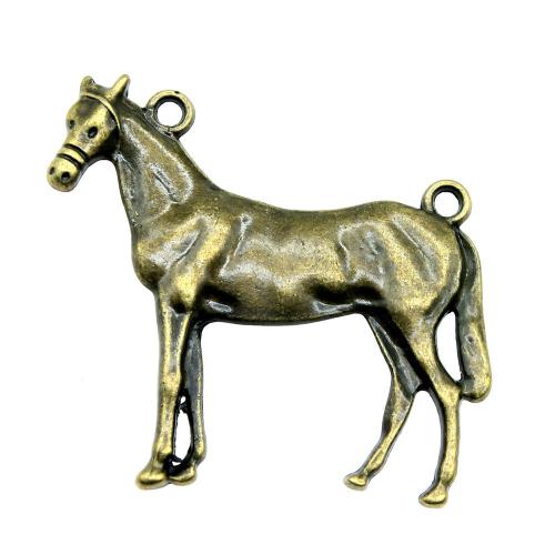Zinc Alloy Animal Pendants Horse plated vintage & fashion jewelry & DIY & double-hole Sold By PC