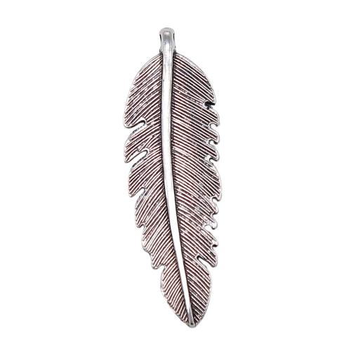 Tibetan Style Feather Pendants, antique silver color plated, vintage & fashion jewelry & DIY, 44x14mm, Sold By PC
