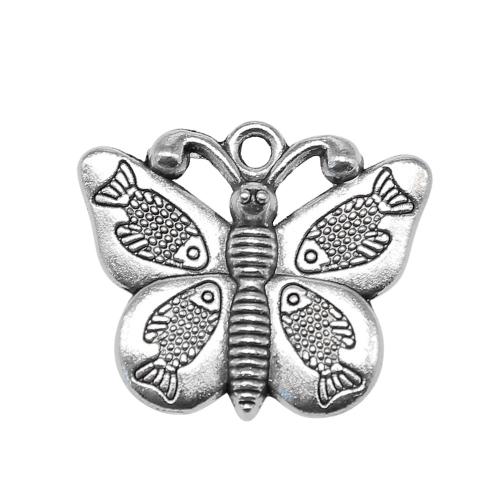 Tibetan Style Animal Pendants, Butterfly, antique silver color plated, vintage & fashion jewelry & DIY, 27x22mm, Sold By PC