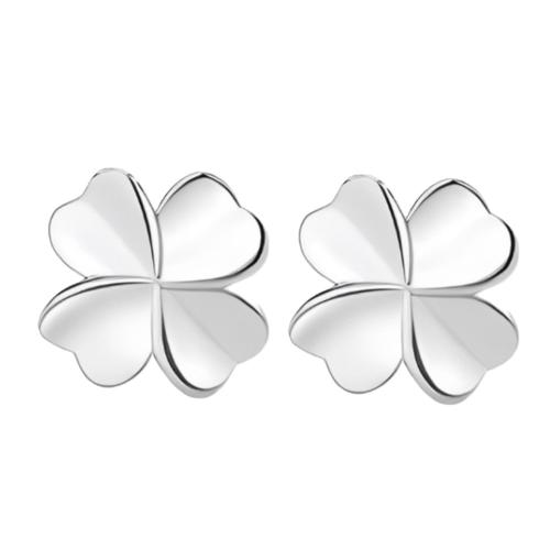 925 Sterling Silver Stud Earrings, Four Leaf Clover, fashion jewelry & for woman, 8x8mm, Sold By Pair