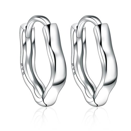 925 Sterling Silver Hoop Earrings, fashion jewelry & for woman, 2x14mm, Sold By Pair