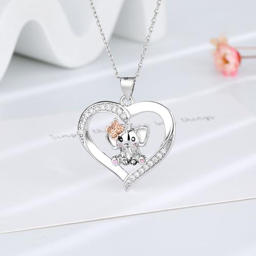 Cubic Zircon Micro Pave Brass Necklace Heart fashion jewelry & micro pave cubic zirconia & for woman Length Approx 45 cm Sold By PC
