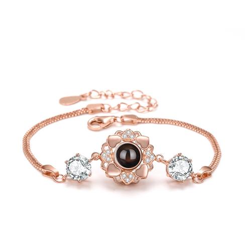 Argent sterling 925 bracelet, bijoux de mode & pavé de micro zircon & pour femme, plus de couleurs à choisir, Longueur:Environ 21 cm, Vendu par PC