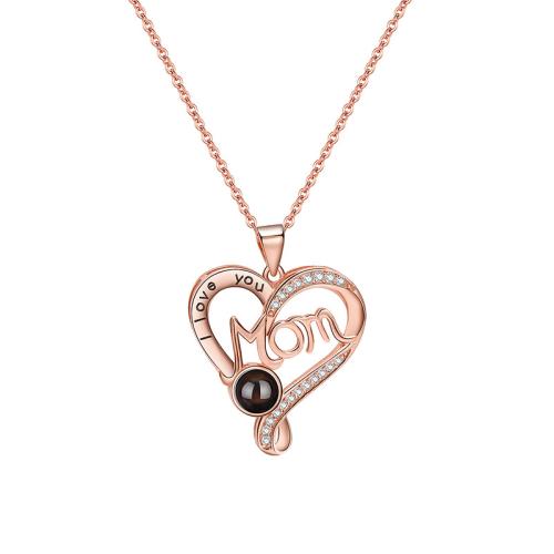925 Sterling Silver Necklace Heart fashion jewelry & micro pave cubic zirconia & for woman Length Approx 45 cm Sold By PC
